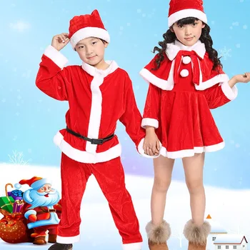 שנה חדשה הילדים סנטה קלאוס התינוק הפעוט אדום חג המולד בגדים מסיבת שמלה אדומה להגדיר עבור חג המולד לילדים תחפושת סנטה קלאוס להגדיר